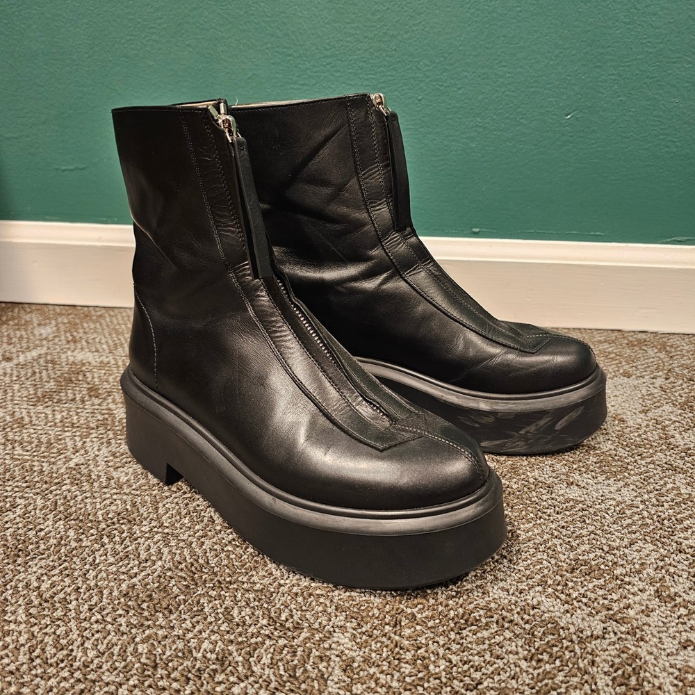 The Row Zipped Boot 1 Platform Ankle Boots Black Leather 36.5